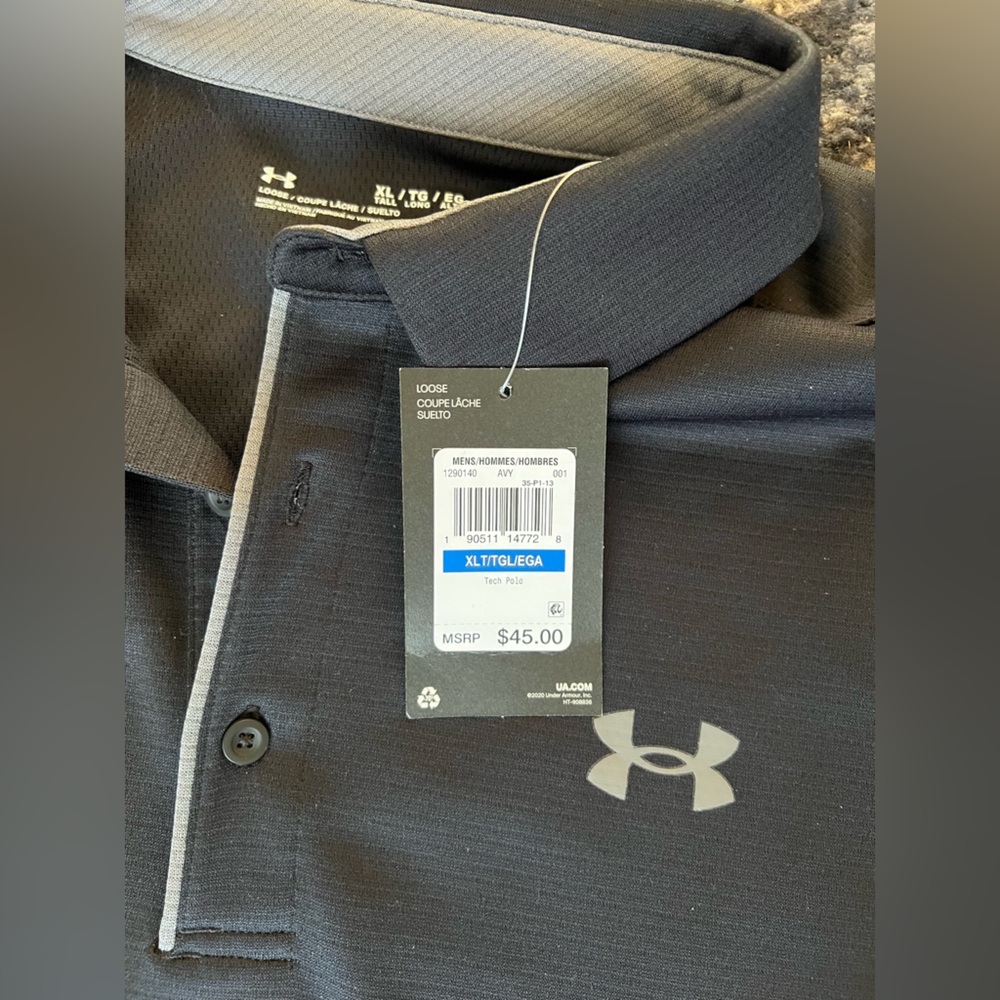 Under Armour Men's Black Polo Sz XLT NWT